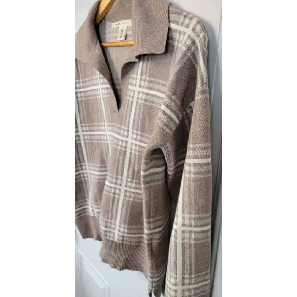 Max Studio Collared Plaid Sweater Size M Preppy Academia